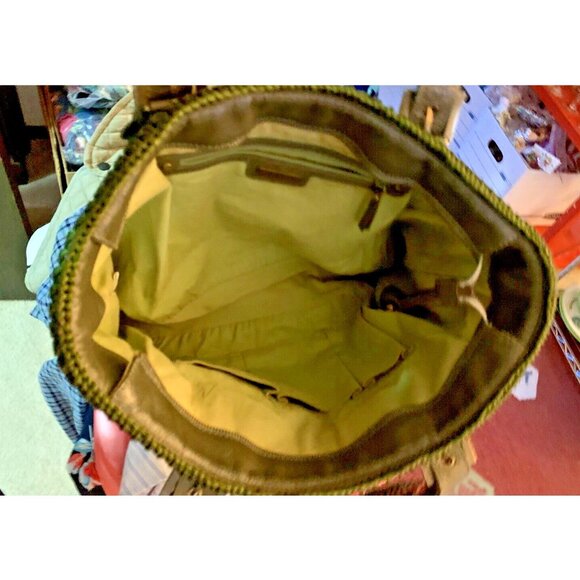 ISABELLA FIORE TUCK DELUX WEAVED PINECONE TASSELED TOTE HANDBAG PURSE GREEN - Picture 6 of 13